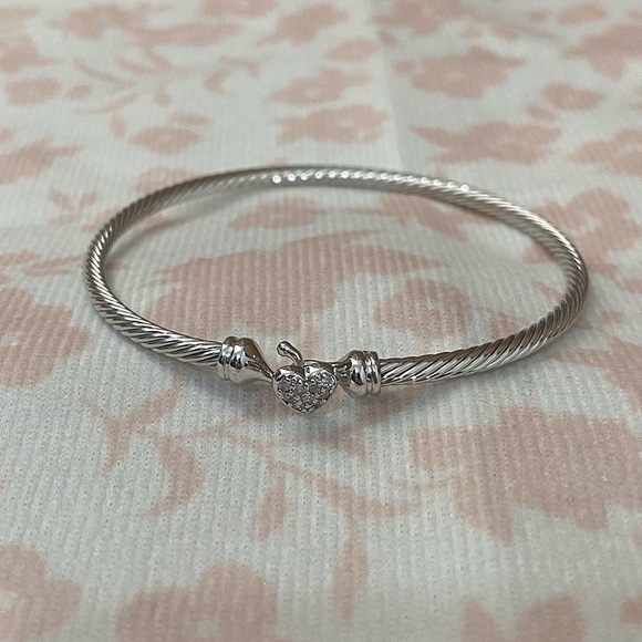 David Yurman Sterling Silver Heart Bracelet With Diamonds - Picture 1 of 5